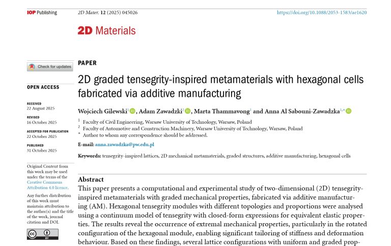 2D graded tensegrity-inspired metamaterial